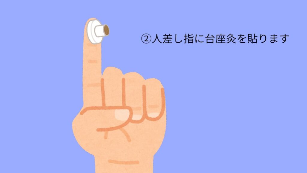 人差し指に台座灸を貼ったイラスト